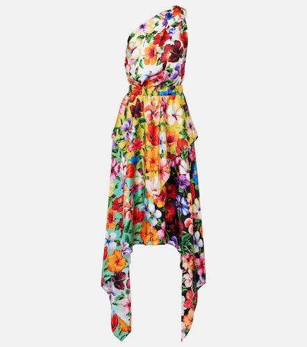 Robe midi en soie à fleurs - Dolce&Gabbana - Modalova