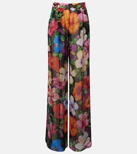 Pantalon ample en soie à fleurs - Dolce&Gabbana - Modalova