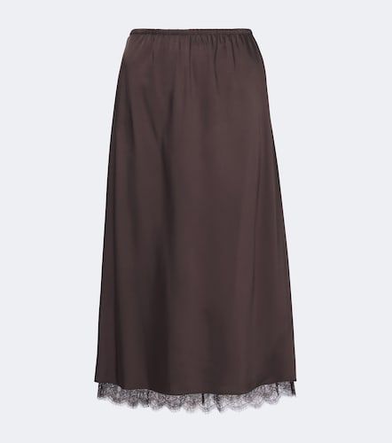 Jupe midi en satin et dentelle - Vince - Modalova