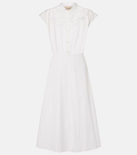 Robe midi en coton ornée de guipure - Valentino - Modalova
