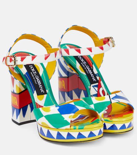 Sandales à plateau imprimées en cuir verni - Dolce&Gabbana - Modalova