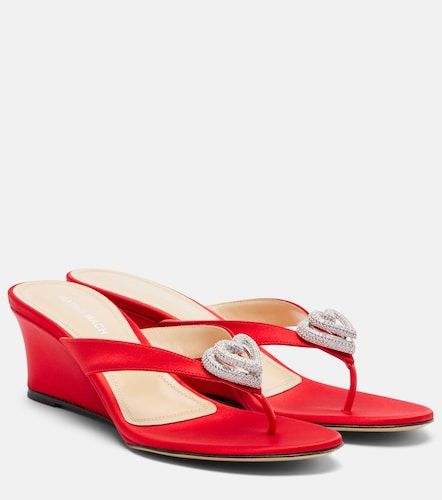 Mules compensées Double Heart en satin - Mach & Mach - Modalova