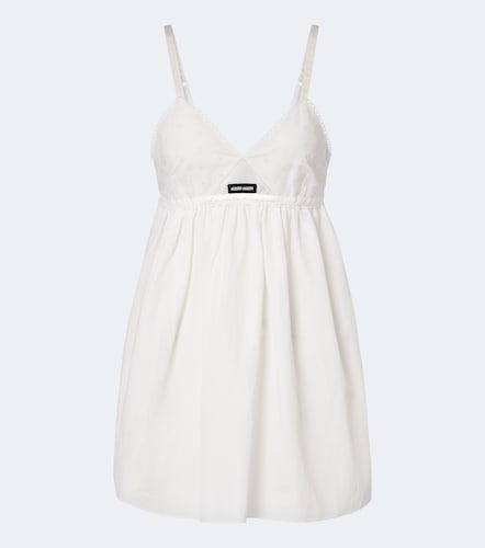 Robe en coton mélangé à broderies anglaises - Miu Miu - Modalova