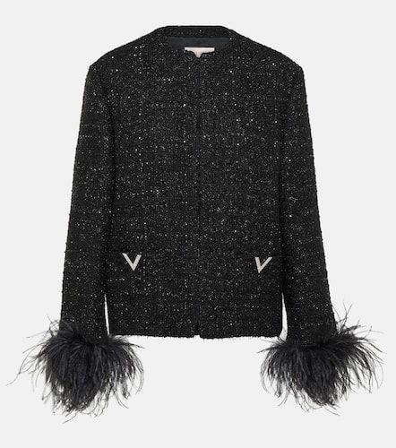 Valentino Veste en tweed et plumes - Valentino - Modalova