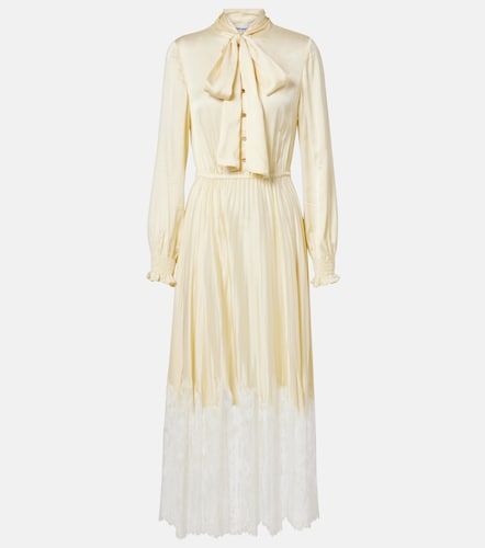 Robe midi en satin et dentelle - Self-Portrait - Modalova