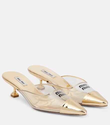 Mules  logo en cuir et PVC - Miu Miu - Modalova