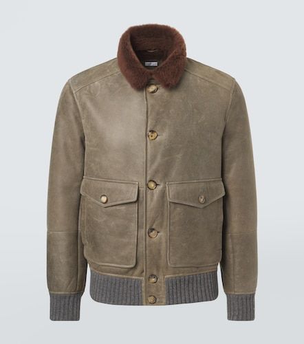Veste blouson en cuir doublée de shearling - Brunello Cucinelli - Modalova
