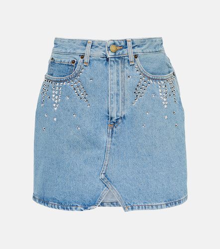 Mini-jupe en jean à ornements - Alessandra Rich - Modalova