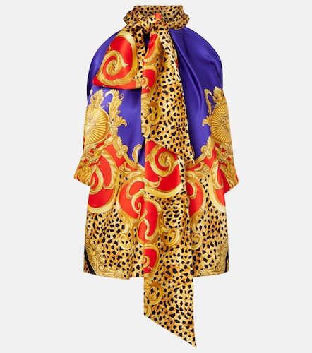 Top imprimé en satin de soie - Versace - Modalova