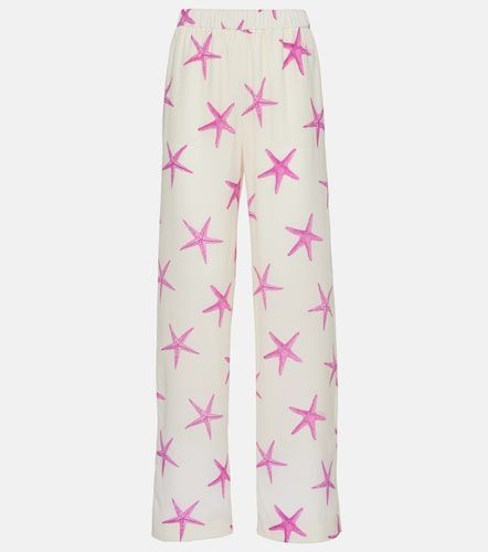 Pantalon ample taille haute en soie imprimé - Valentino - Modalova