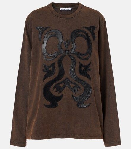 T-shirt Edden brodé en coton et cuir - Acne Studios - Modalova