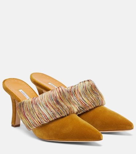 Mules Caldean 90 en velours - Manolo Blahnik - Modalova