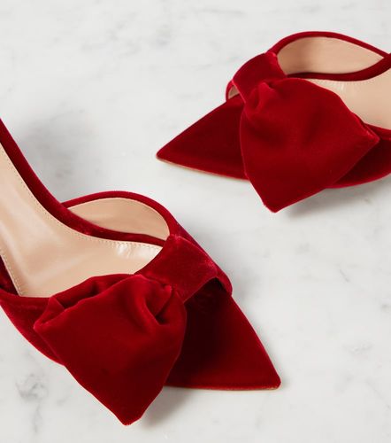 Mules 85 en velours à nœud - Gianvito Rossi - Modalova