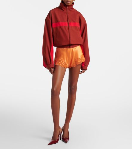 Short en crêpe de soie à dentelle - Saint Laurent - Modalova