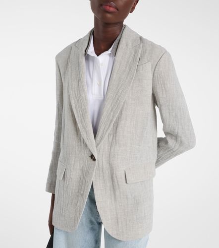 Blazer oversize en lin mélangé à col en V - Brunello Cucinelli - Modalova