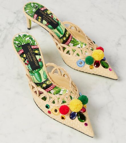 Mules Pointy 60 en raphia à ornements - Dolce&Gabbana - Modalova