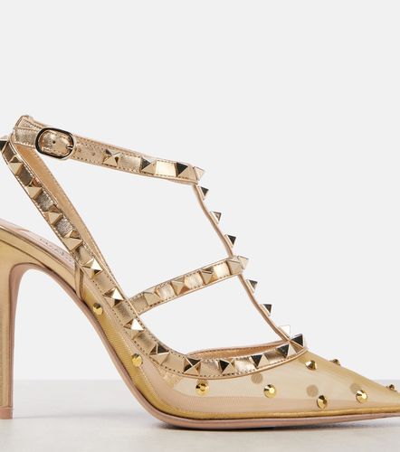 Escarpins Rockstud 105 en résille et cuir - Valentino Garavani - Modalova