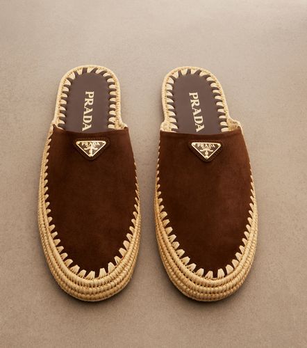 Prada Mules en daim et jute - Prada - Modalova