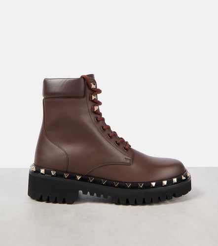 Bottes de combat Rockstud en cuir - Valentino Garavani - Modalova