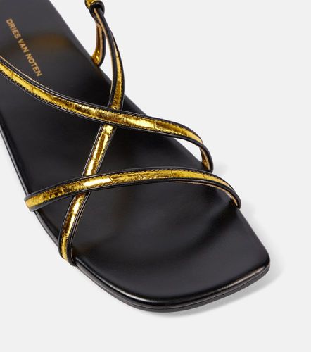 Sandales en cuir métallisé - Dries Van Noten - Modalova