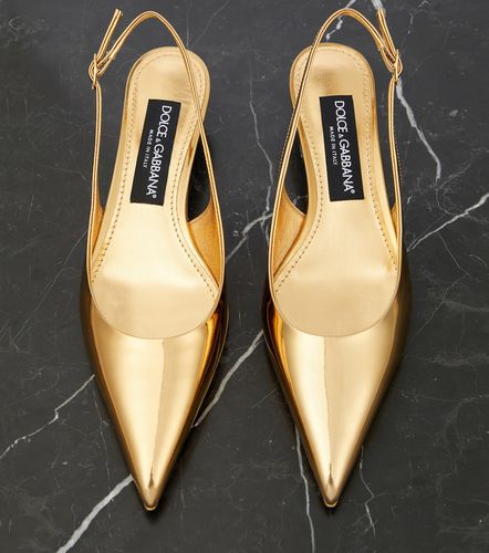Escarpins slingback en cuir verni métallisé - Dolce&Gabbana - Modalova