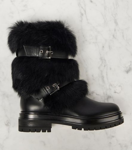 Bottines motard Maverick en cuir et peau lainée - Gianvito Rossi - Modalova