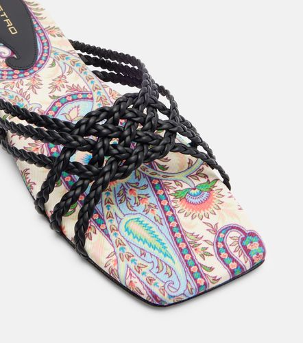 Mules imprimées en cuir et toile - Etro - Modalova