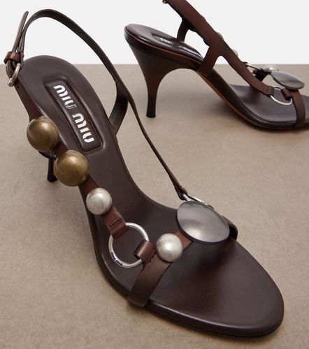 Sandales en cuir à ornements - Miu Miu - Modalova