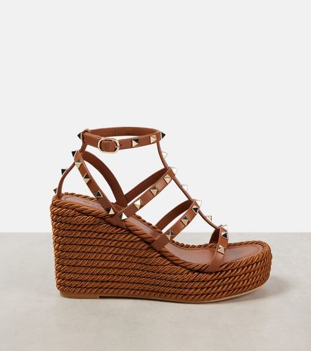 Sandales compensées Rockstud Torchon 95 en cuir - Valentino Garavani - Modalova