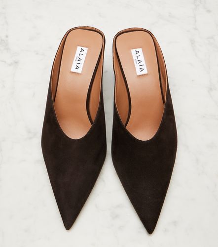 Alaïa Mules compensées Cube 75 en daim - Alaia - Modalova