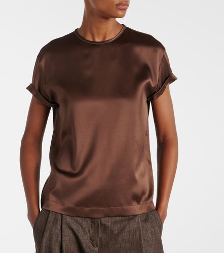 T-shirt Monili en satin de soie mélangée - Brunello Cucinelli - Modalova