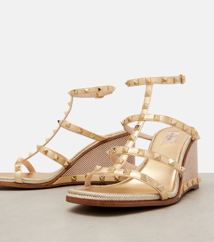 Espadrilles compensées Rockstud 80 en cuir - Valentino Garavani - Modalova