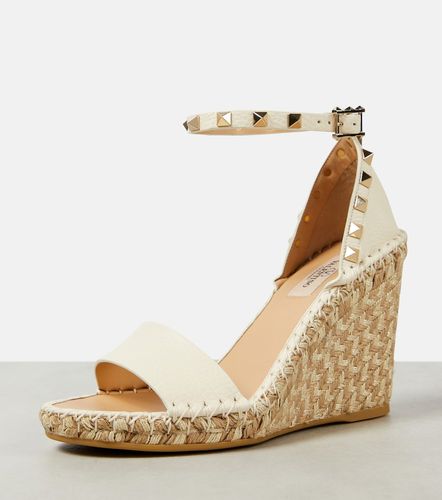 Espadrilles compensées Rockstud 105 en cuir - Valentino Garavani - Modalova