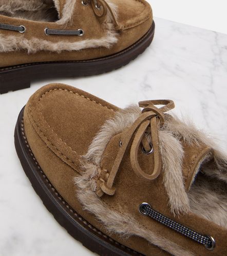 Chaussures bateau en daim et shearling - Brunello Cucinelli - Modalova