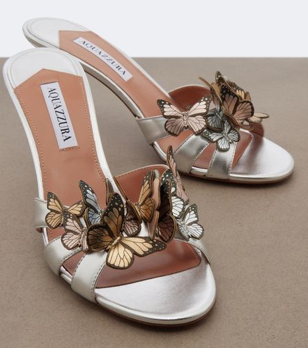 Mules Papillon en cuir métallisé à appliqués - Aquazzura - Modalova