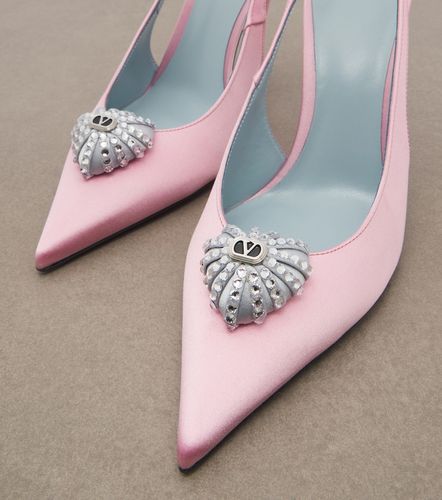 Escarpins slingback Cœur Royal en satin - Valentino Garavani - Modalova