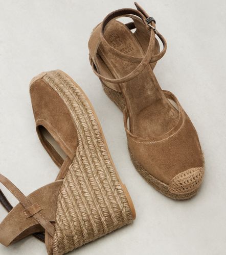 Espadrilles compensées Monili 80 en daim - Brunello Cucinelli - Modalova