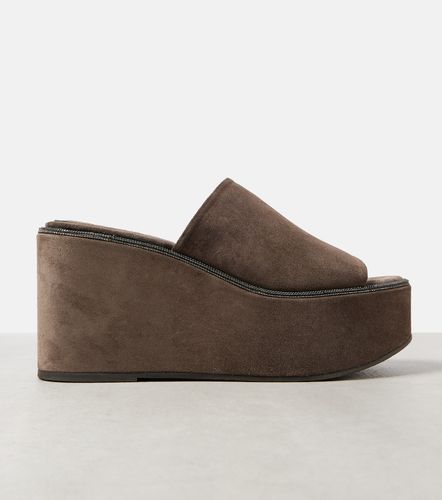 Mules Monili compensées en daim - Brunello Cucinelli - Modalova