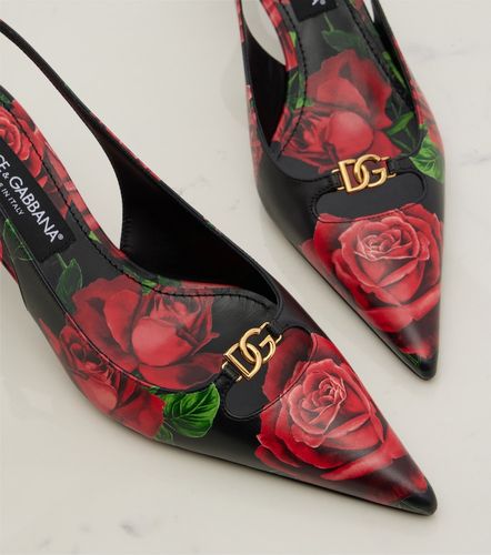 Escarpins slingback DG en cuir à fleurs - Dolce&Gabbana - Modalova