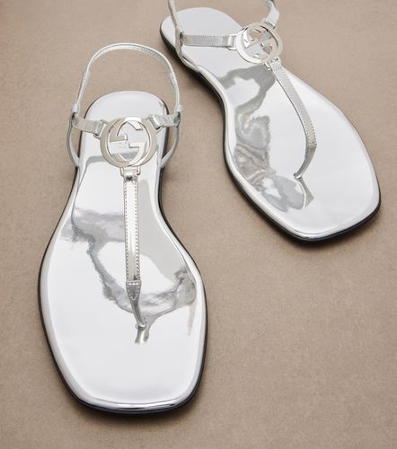 Sandales Interlocking G en cuir métallisé - Gucci - Modalova