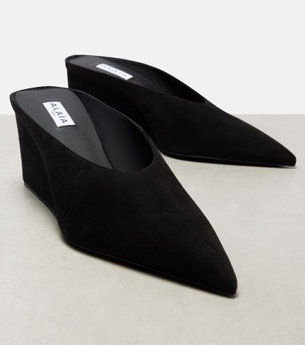 Alaïa Mules compensées Cube 75 en daim - Alaia - Modalova