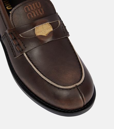 Mocassins en cuir à ornements - Miu Miu - Modalova