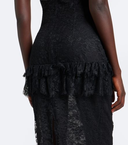 Robe midi en dentelle à volants - Alessandra Rich - Modalova