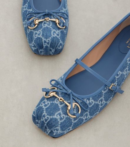 Ballerines Horsebit GG en denim - Gucci - Modalova