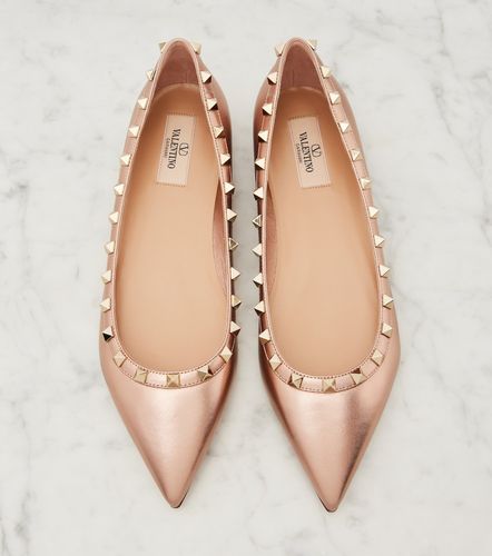 Ballerines Rockstud en cuir métallisé - Valentino Garavani - Modalova