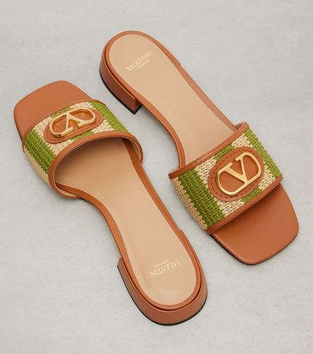 Mules VLogo en raphia et cuir - Valentino Garavani - Modalova