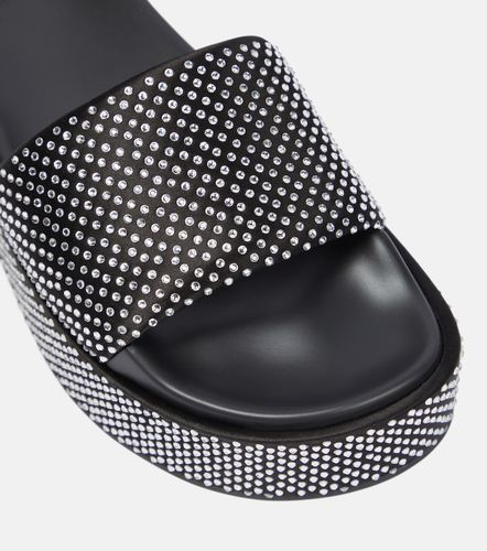 Mules à plateforme en satin à cristaux - Versace - Modalova
