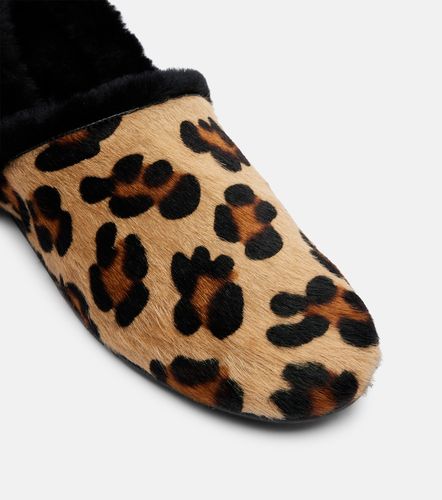 Chaussures slip-on en cuir façon poulain et shearling - Yves Salomon - Modalova