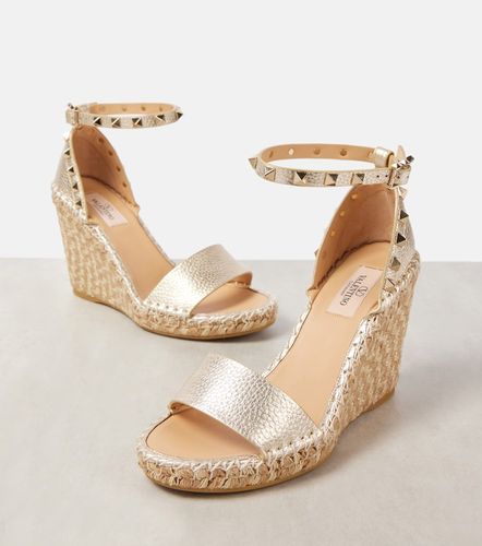 Espadrilles compensées Rockstud Double 105 en cuir - Valentino Garavani - Modalova