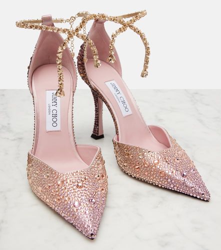 Escarpins Stevie 100 en satin à cristaux - Jimmy Choo - Modalova